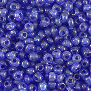 Glas rocailles kralen 8/0 (3mm) Transparent royal blue